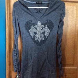 Embellished hooded top