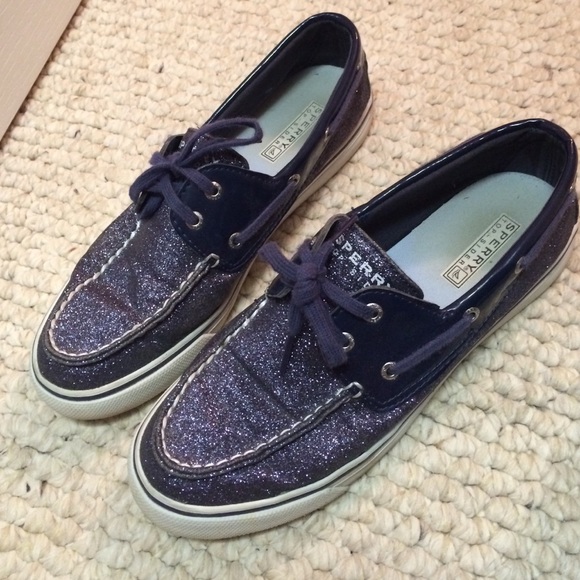 Blue glittery Sperrys