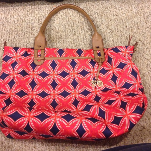 Stella and Dot - Navy & Red Medallion Handbag