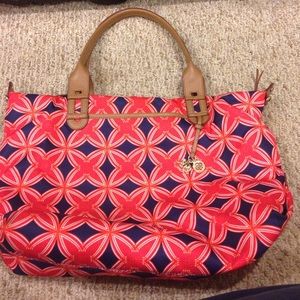 Stella and Dot - Navy & Red Medallion Handbag