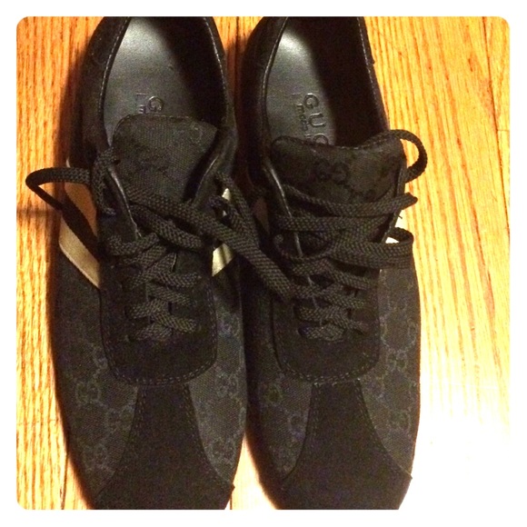 Gucci Shoes - Black with Off White Stripes on side