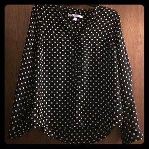 LC Lauren Conrad black polka dot blouse size M