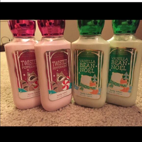 Set of four full size bath and body works lotions