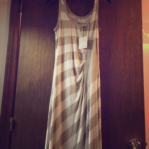 Calvin Klein oatmeal stripe maxi dress, size 10