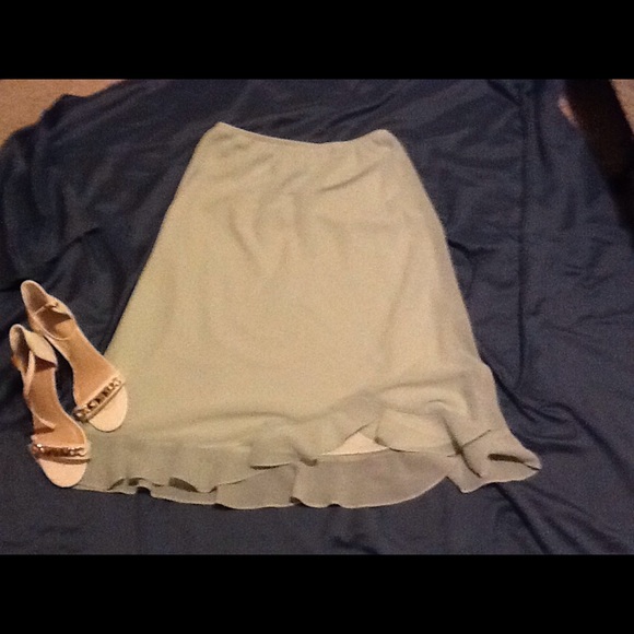 Mint green knee length skirt