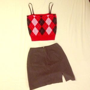 Forever 21 argyle knit tube top/ adjustable straps
