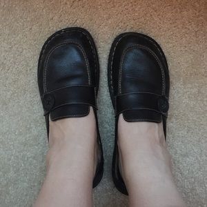 Born black leather slip on mules