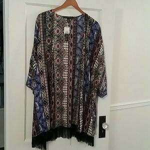 Fringed Bohemian kimono