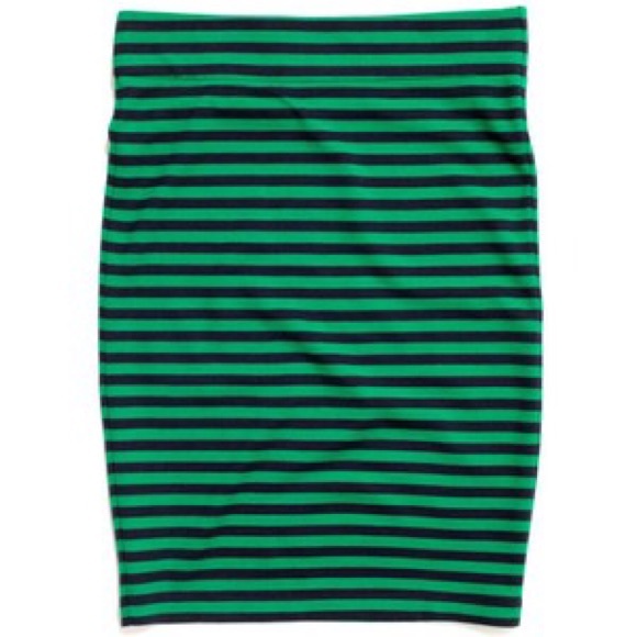 Green & Black Striped Bodycon Skirt