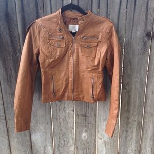 Tan leather jacket from Target