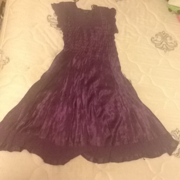 Long plum silk dress