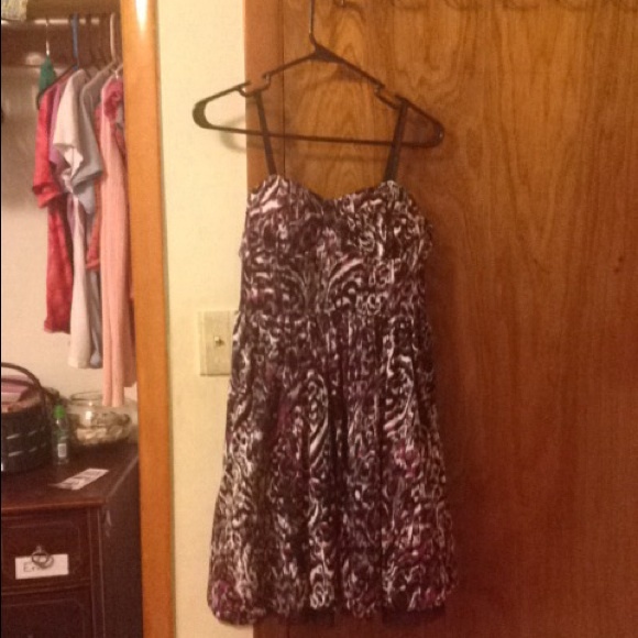 Fun patterned, purple homecoming dress