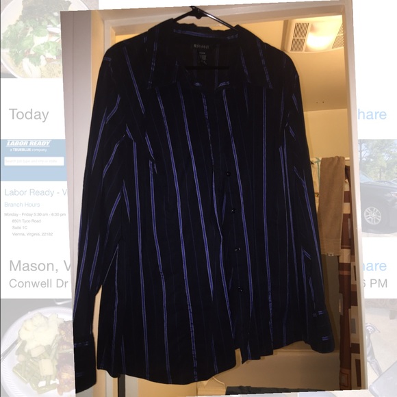 A blue and black stripped lane Bryant shirt 22/24