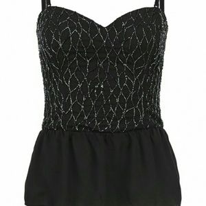 Bebe Sequin Peplum Top