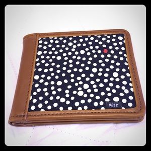 OBEY NAVY BLUE AND WHITE JOURNEY BIFOLD WALLET