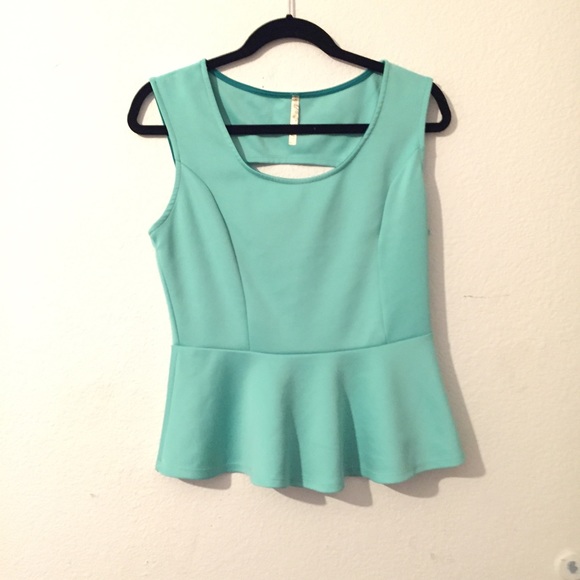 Peplum turquoise blouse