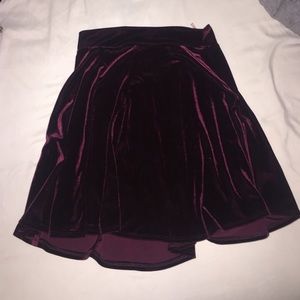 Maroon velvet skirt