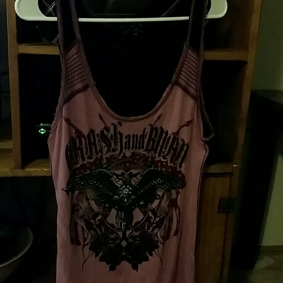 Purple and black crash and burn tank top