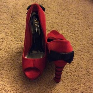 Red Velvet Suede Heels
