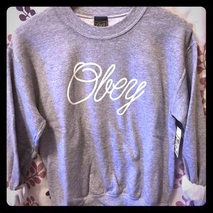New Women's Grey OBEY Sweatshirt Small