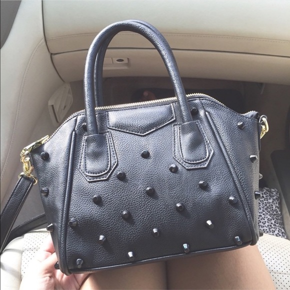 Black studded handbag