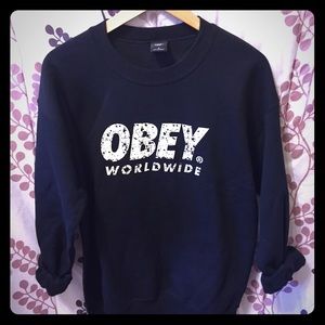 New women's Black OBEY Crew Neck Sweatshirt Medium