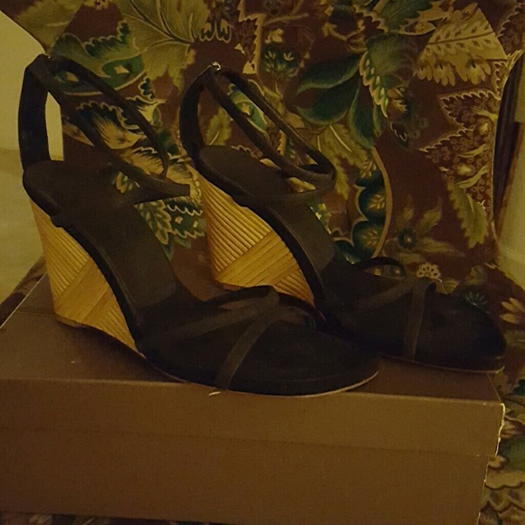 Suede open toe wedges