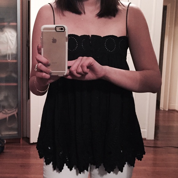 Catherine Malandrino black eyelet top - Picture 3 of 4