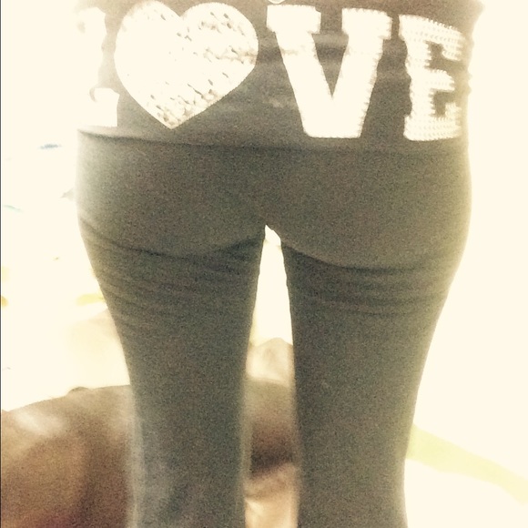 Black Love printed pants.