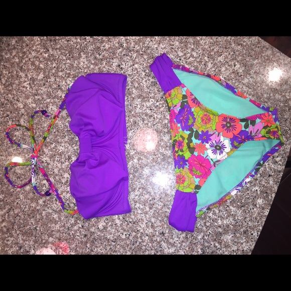 Adorable push-up purple flowered bikini💜 - Picture 4 of 4
