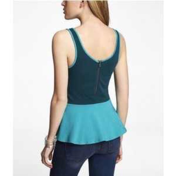 Express two toned zip back peplum tank, size M