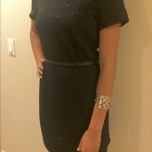 Black sequin formal midi dress
