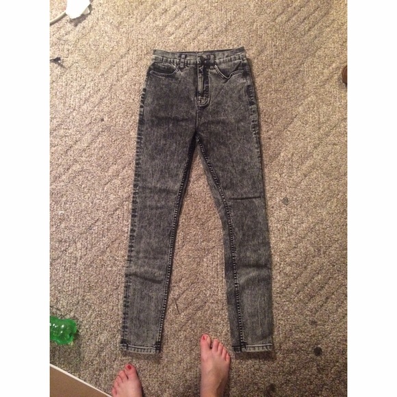 High Waisted Acid Wash Jeans
