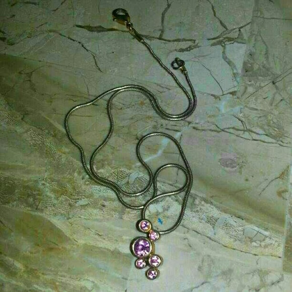 Gold-Plated Necklace with pink bubble stones