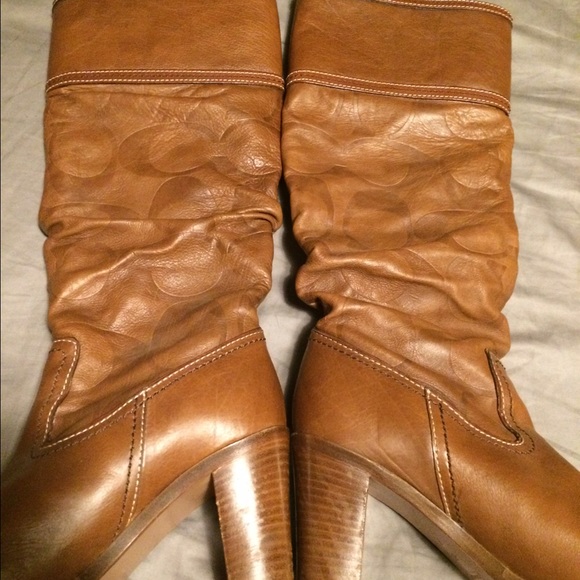 Authentic Coach Embossed Knee High Boots - Picture 2 of 4