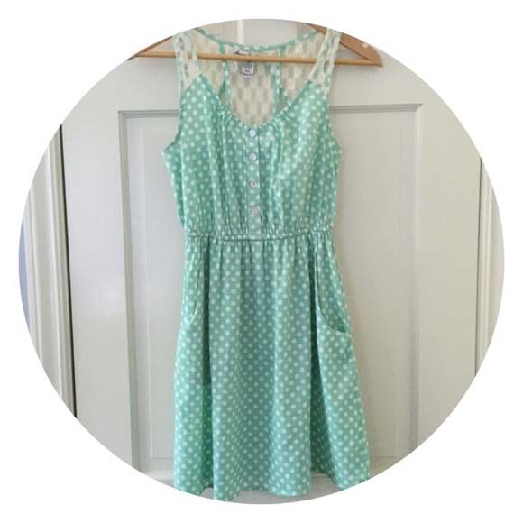 Teal Poka Dot Lace Dress