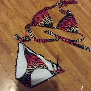 PLUNGE SZ SMALL TIGER STRIPED MULTICOLORED BIKINI
