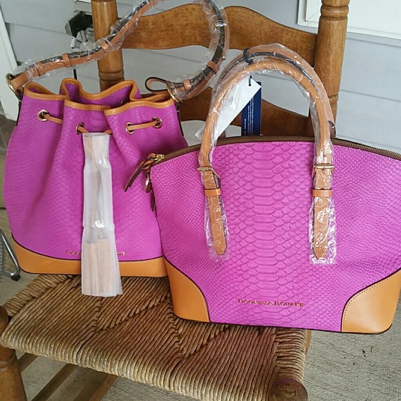 Dooney Magenta Python Bucket & Satchel