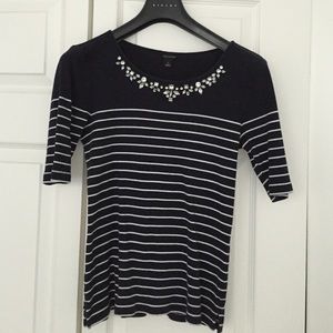 Ann Taylor Striped Jewel shirt medium sleeves