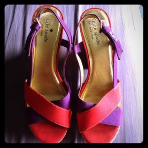 Red and purple Kate Spade platforms