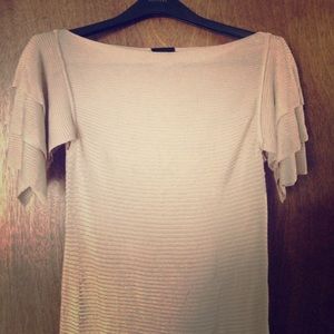 BR monogram viscose tunic with flutter sleeves