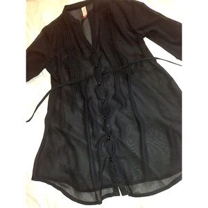 Black sheer tunic top