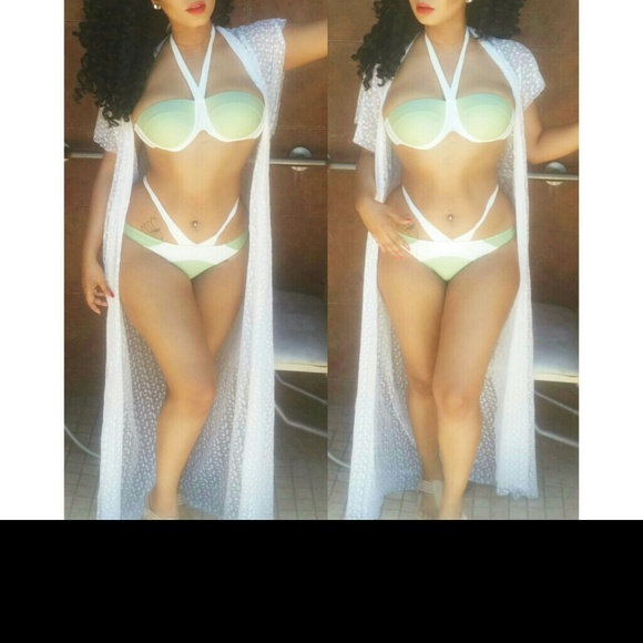 Swimsuit green white