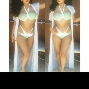 Swimsuit green white