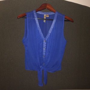 Blue Tank Top, Button Up, Medium
