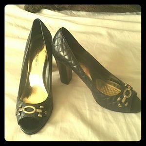Anne Klein black and gold shoes size 9
