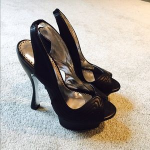 Bebe shoes. Black open-toe sling back.