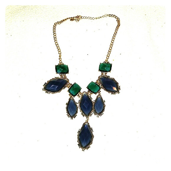 Blue and green statement necklace