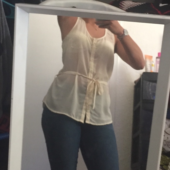 Off white blouse, has a belt that comes with it