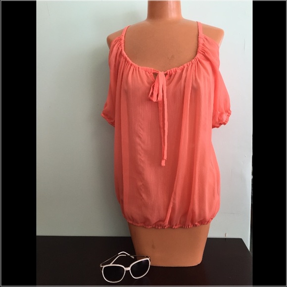 Guess by Marciano Open-Shoulder Coral Blouse